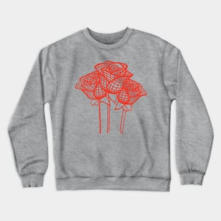 Stylized Line Drawing Artistic Red Roses Vector Crewneck Sweatshirt